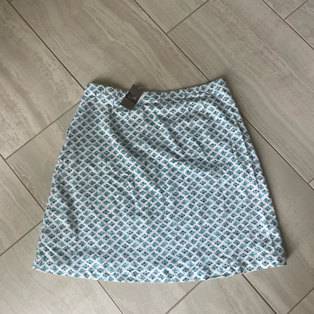 NWT J. Jill skirt with blue and white fish pattern in size medium.